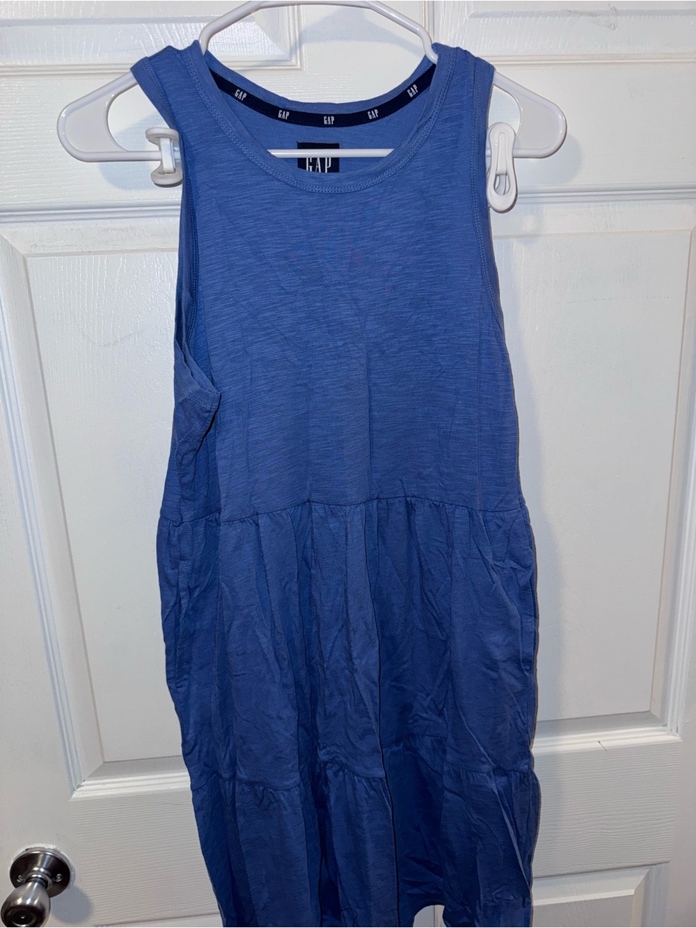 GAP Blue Sleeveless Tiered Tank Dress